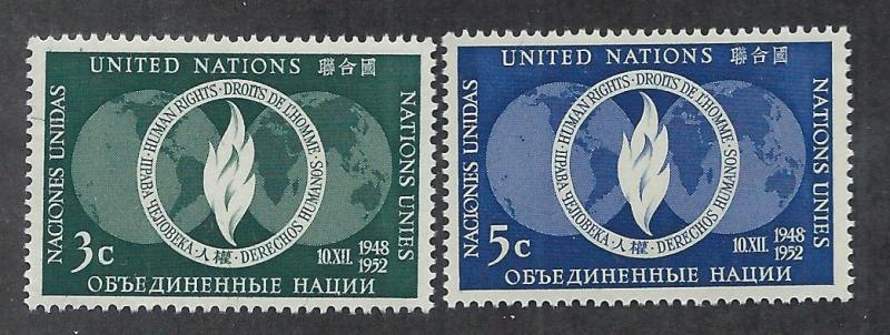 UNITED NATIONS - NEW YORK SC# 13-14 VF/MNH 1952