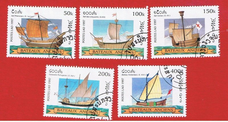 Laos #1348-1352  VF used  Ships  short set   Free S/H