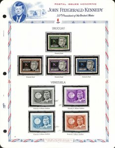 Uruguay Venezuela Stamp Collection on 1 White Ace Page, John Kennedy