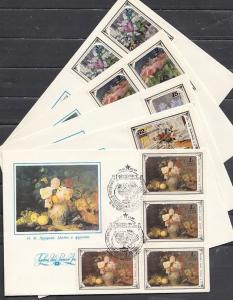 Russia, Scott cat. 4765-4769. Flowers issue on 5 First day covers.