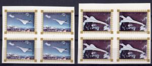 Equatorial Guinea 1976 Mi#833/834 CONCORDE Block of 4 IMPERF.Different paper MNH