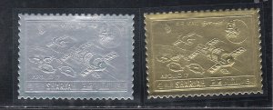 Sharjah # MI1059-60, Apollo 17, Gold &  Silver Foil Stamps,  Mint NH