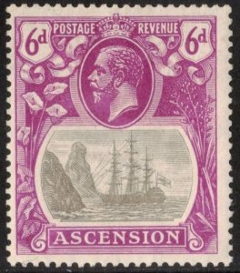 ASCENSION 1924 6d Colony Badge; Scott 17, SG 16; Mint