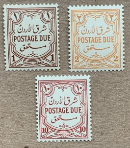 Jordan 1942 postage dues complete set of 3, MNH.  Scott J36-J38, CV $24.00+