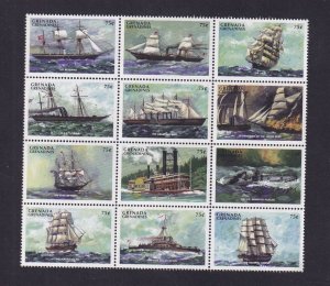 Grenada Grenadines  #2013 MNH  1998  ships , shipwrecks . block of 12 stamps 75c