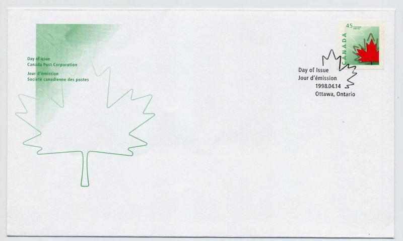 Canada First day cover #1696, Stylized Maple Leaf