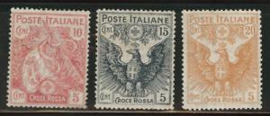 Italy Scott B1-3 MH* 1915-16 Semi-Postal set CV $47.75