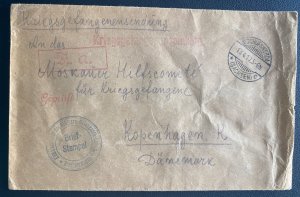 1917 Russian Prisoner Of War POW Bischofswerda Germany Cover To Denmark