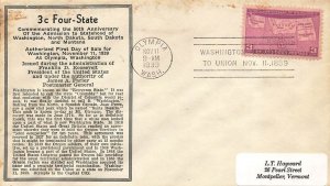 858 3c STATEHOOD - Imperial cachet - Olympia, WA