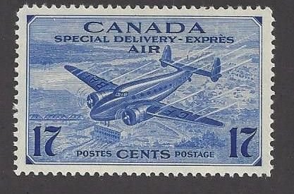 Canada #CE2 MNH single, Trans Canada plane & view of city, issued 1943