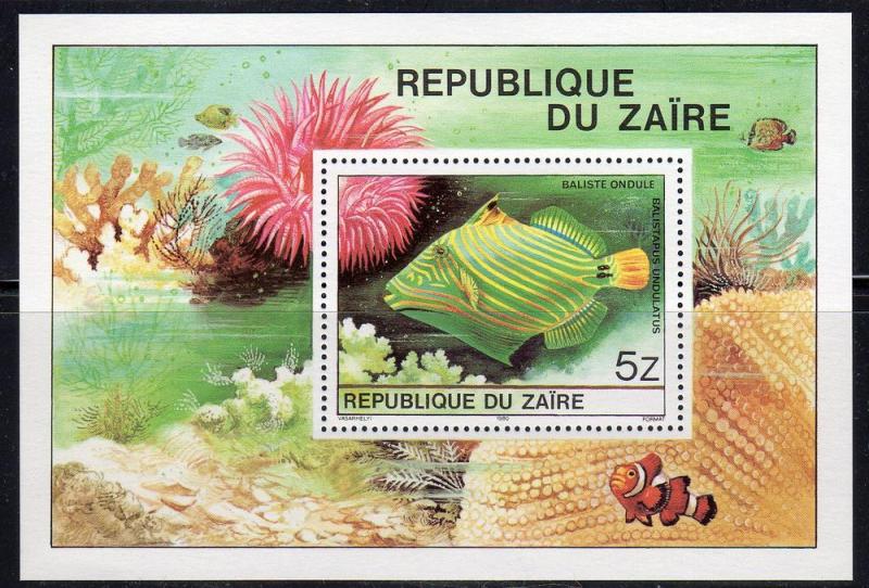 Zaire 981A - Mint-NH - Baliste ondule (Fish) (cv $4.50)