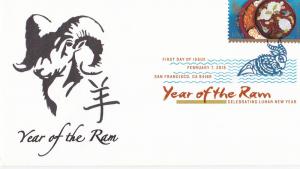 Lunar New Year/Year of Ram First Day Cover, w/ DCP cancel