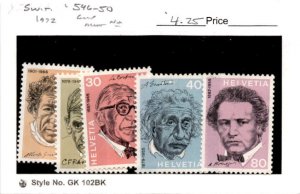 Switzerland, Postage Stamp, #546-550 Mint NH, 1972 Einstein (AB)