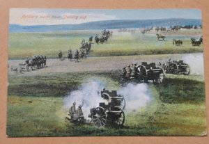 WWI Imperial German Military Artillery Firing Guns Soldier Feldpost Postcard
