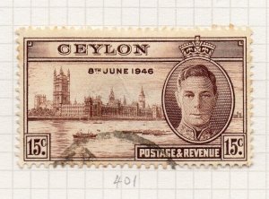 Ceylon 1947 GVI Early Issue Fine Used 15c. NW-206767