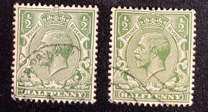 Great Britain #159 + #187 King George V (1912 vs 1924 variation)