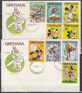 Grenada, Scott cat. 950-958. Disney-Year of Child issue. 2 First day covers. ^
