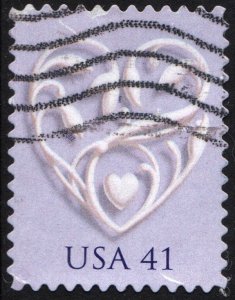 SC#4151 41¢ Wedding Hearts Booklet Single (2007) Used