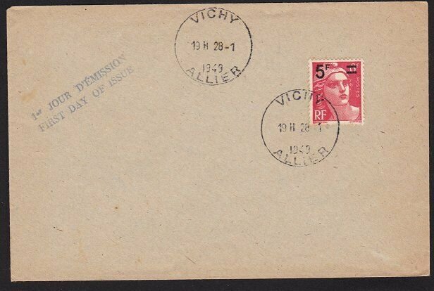 FRANCE 1949 5f overprint FDC - Vichy cds..................................70226