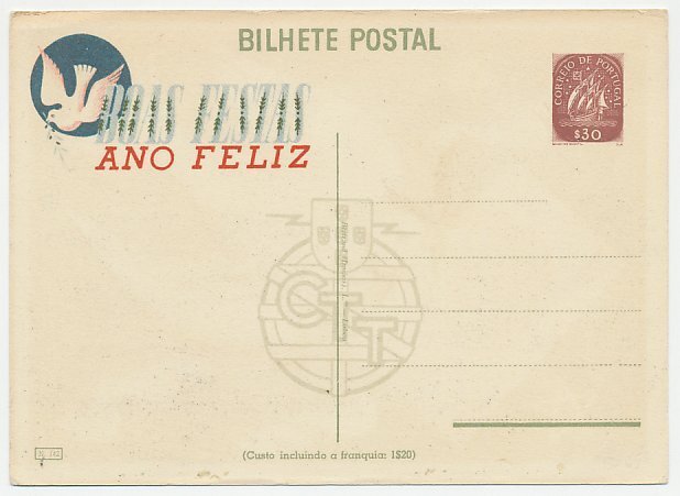 Postal stationery Portugal Christmas letter - Pigeon