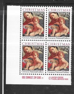 US#2427 $0.25 1989 Christmas Plate  Block of 4 (MNH) CV $2.25