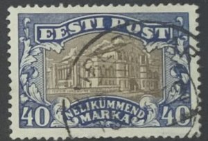 ESTONIA 1924 NATIONAL THEATRE 40m FINE USED.