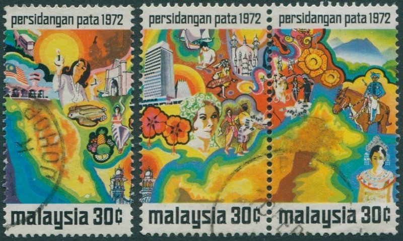 Malaysia 1971 SG95-97 Map and Tourist Attraction set FU