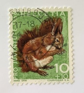 Switzerland 1966 Scott B361 used - 10+10c, Wild Animals,  Squirrel