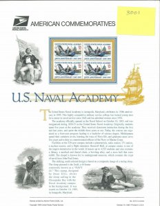 USPS COMMEMORATIVE PANEL #472 US NAVAL ACADEMY #3001