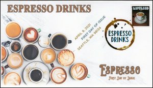 21-089, 2021,Espresso Drinks, First Day Cover, Digital Color Postmark, Espresso,