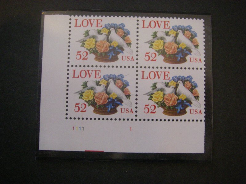 Scott 2815, 52c Love Birds, PB4 #1111 1 LL, MNH Beauty