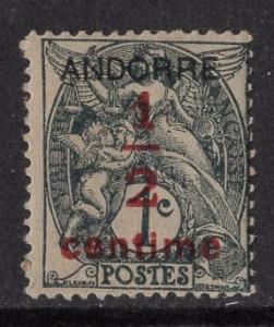 Andorra French  #P1  1931  MH   overprint Andorre  1/2 c on 1 c