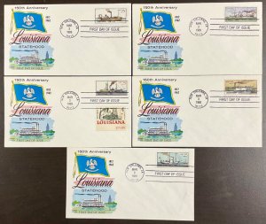 2405-09 older Fluegel cachets 5 Steamboats FDCs 1989