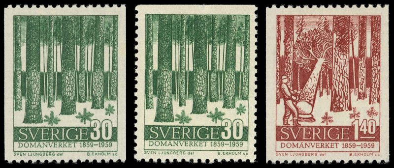 SWEDEN Sc 544-46 VF/MNH COMPLETE SET - 1959 - Forest