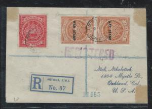 ANTIGUA (P3006B) 1919 1D+ WAR STAMP 11 1/2D PR REG TO USA