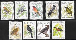 Malawi  MNH #525-533  Beautiful Birds Set
