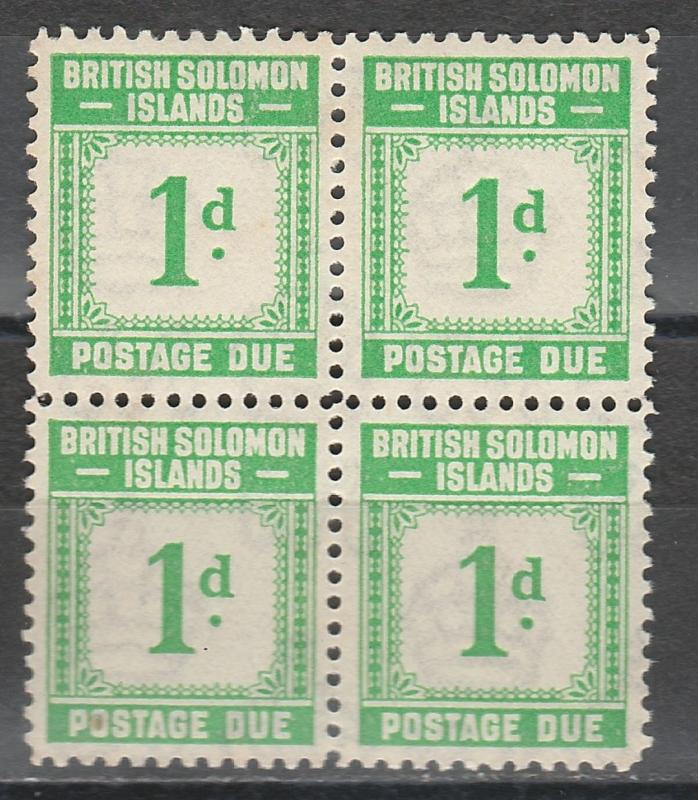 BRITISH SOLOMON ISLANDS 1940 POSTAGE DUE 1D BLOCK MNH **