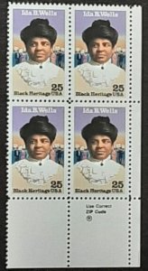 US Scott # 2442; 25c Ida Wells block of 4 from 1990; MNH, og; VF/XF centering