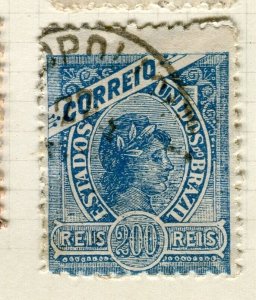 BRAZIL; 1890s classic Liberty issue used 200r. value