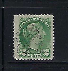 CANADA SCOTT #36 1870-89 SMALL QUEEN 2 CENT (GREEN)  USE