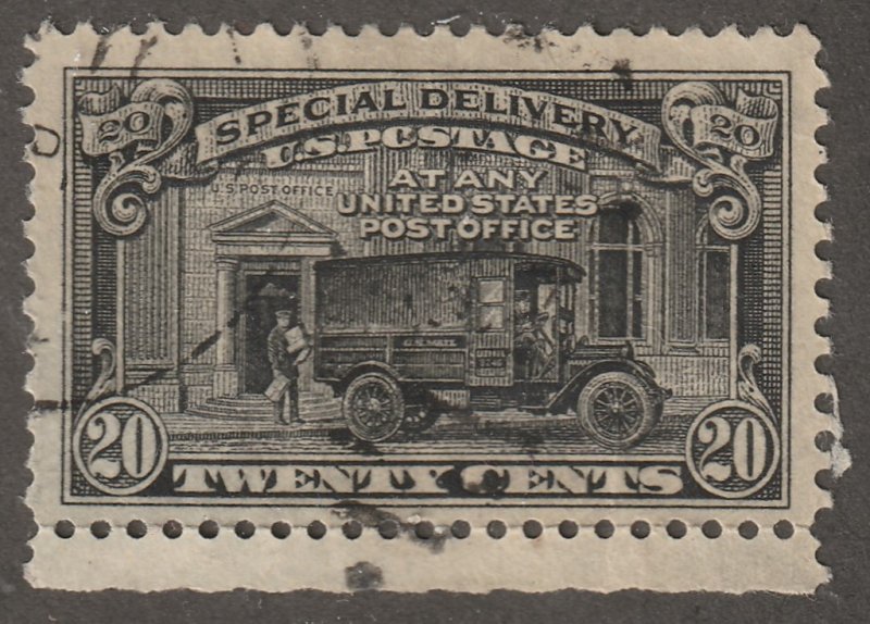 USA Stamp, Scott# E-14, used, special delivery, mail truck, 20 cents, black#E-14