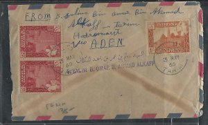 ADEN KATHIRI COVER (PP1311B) 1960  25C X2+1/-   COVER TARIM  TO SINGAPORE 