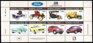 Marshall Islands 1996 MNH Sc 611 Sheet of 8  60c Ford Automobiles