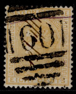 CEYLON QV SG150a, 8c yellow, USED. Cat £14.