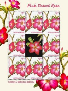 Antigua & Barbuda MNH S/S Pink Desert Roses 2015