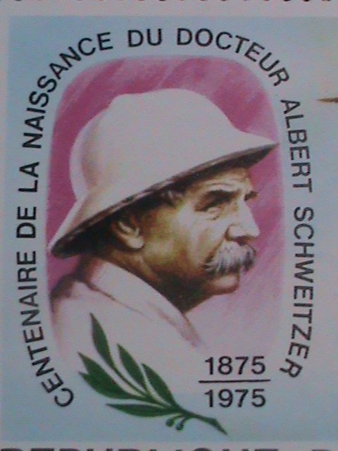 ​UPPER VOLTA-1975 CENTENARY OF DR. ALBERT SCHWEITZER-BIRDS- CTO S/S SHEET VEF