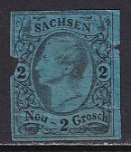 Germany German State Saxony 1855 Sc 11 King John 1 Defective Stamp MH