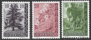 Liechtenstein # 312-314 Trees/Bushes series 1957  (3) Unused VLH