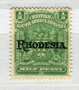 RHODESIA; 1905 early Springbok Optd issue fine mint hinged 1/2d. value