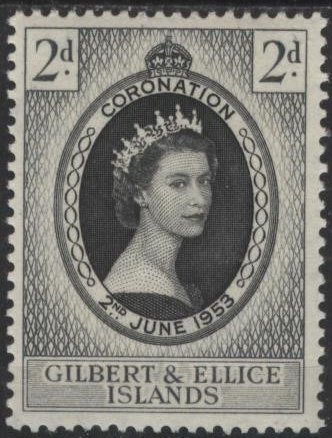 Gilbert & Ellice 60 (mh) Coronation of Elizabeth II, gray & black (1953)